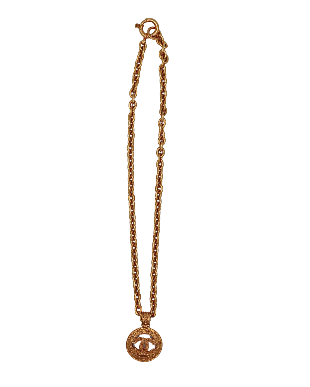 Chanel 1994 Gold Plated CC Round Pendant Necklace