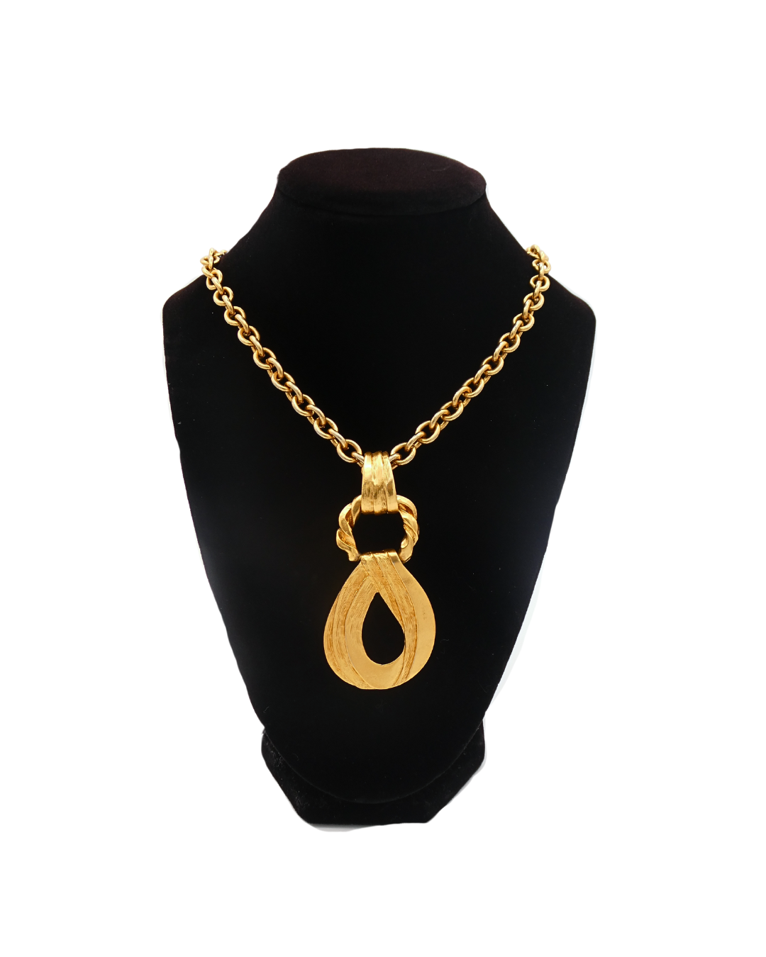 YSL Vintage Gold Toned Statement Pendant Necklace