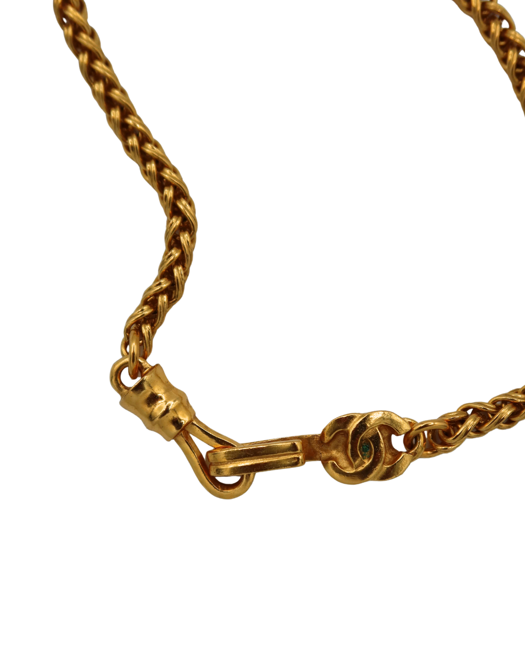 Chanel Vintage Tiger’s Eye CC Pendant Gold-Tone Necklace 95A