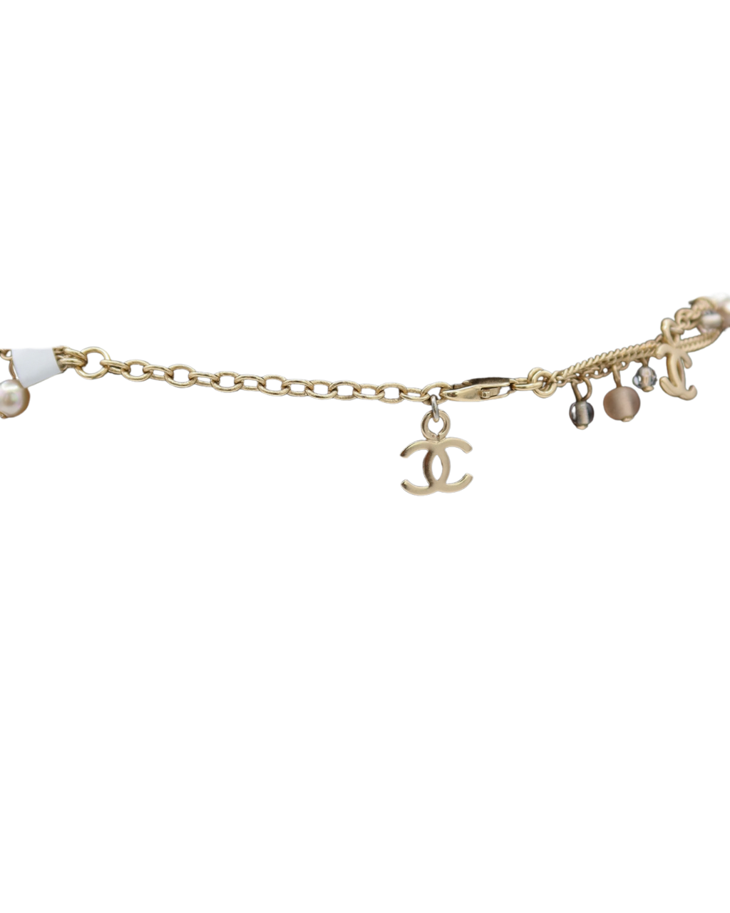Chanel Vintage Beaded Crystal CC Pearl Drop Necklace 02P