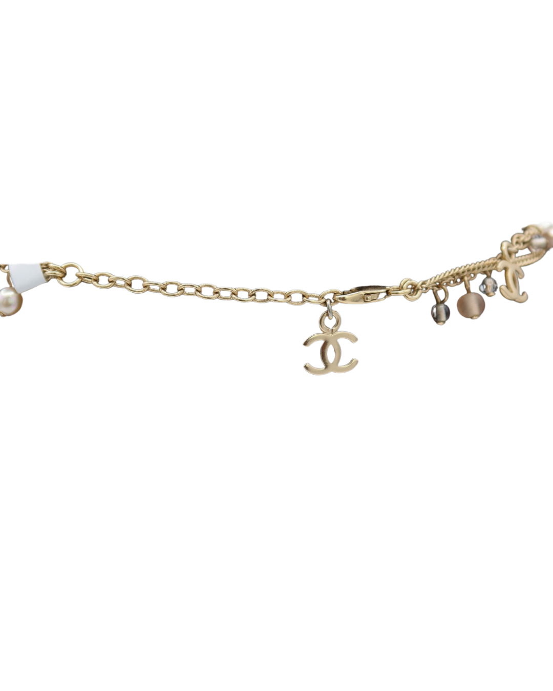 Chanel Vintage Beaded Crystal CC Pearl Drop Necklace 02P
