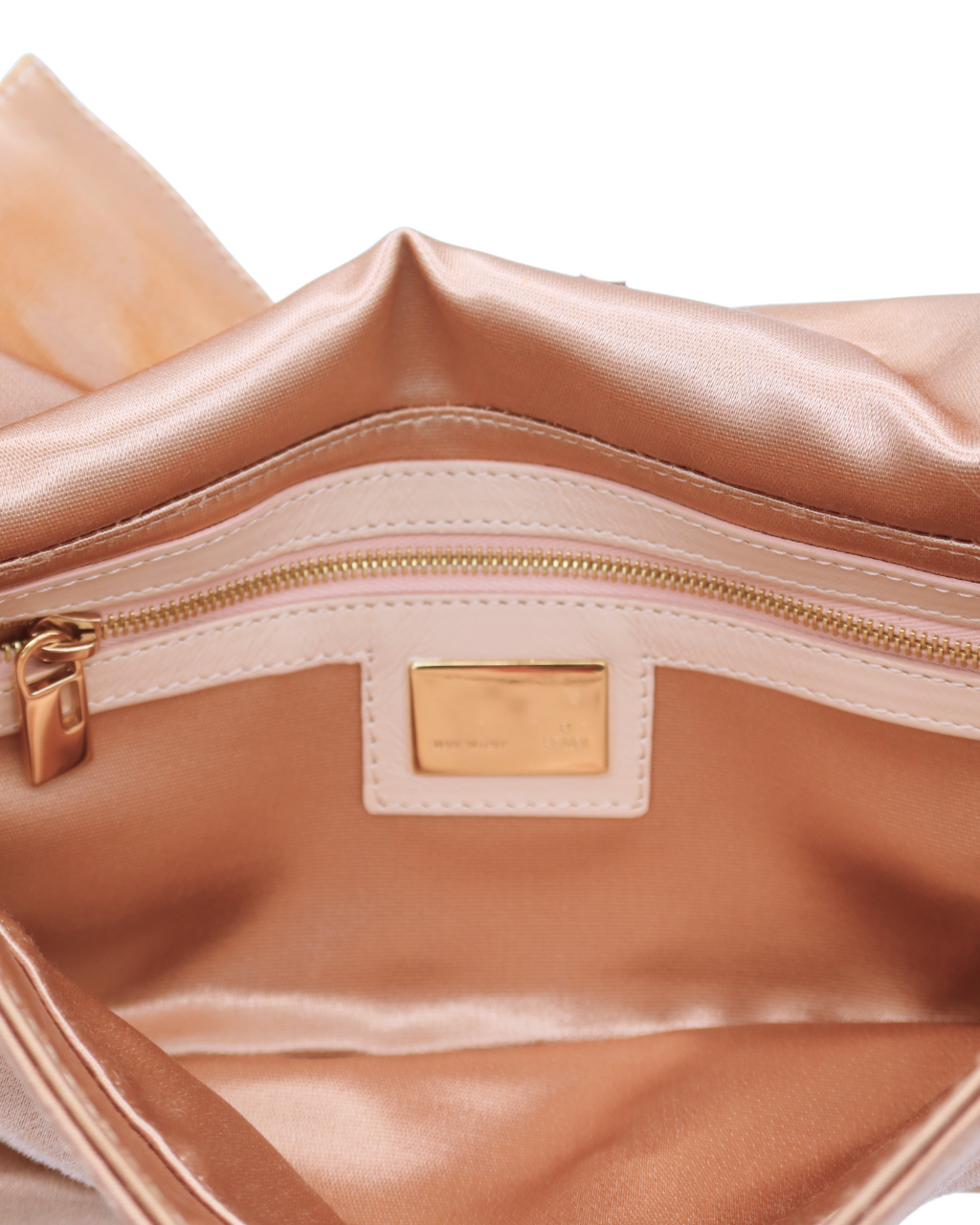 Fendi Baguette Shoulder Bag Pink Satin w/ Leather Straps & Rhinestone Hardware