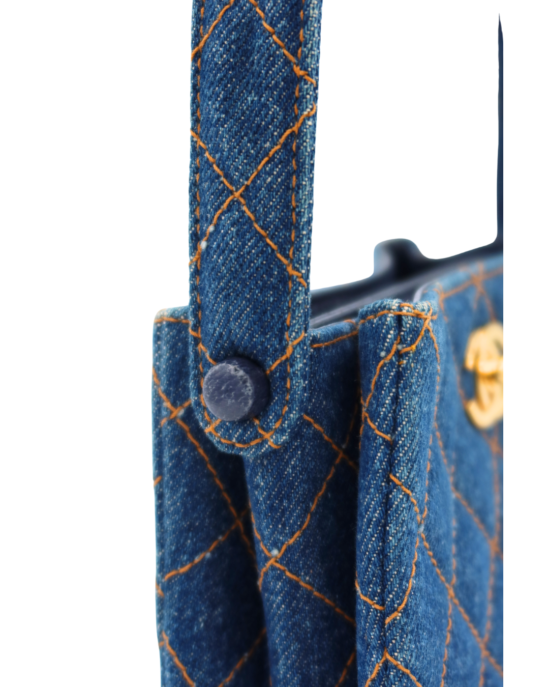 Chanel Vintage Blue Denim Matelassé Double Sided Mini Hand Bag