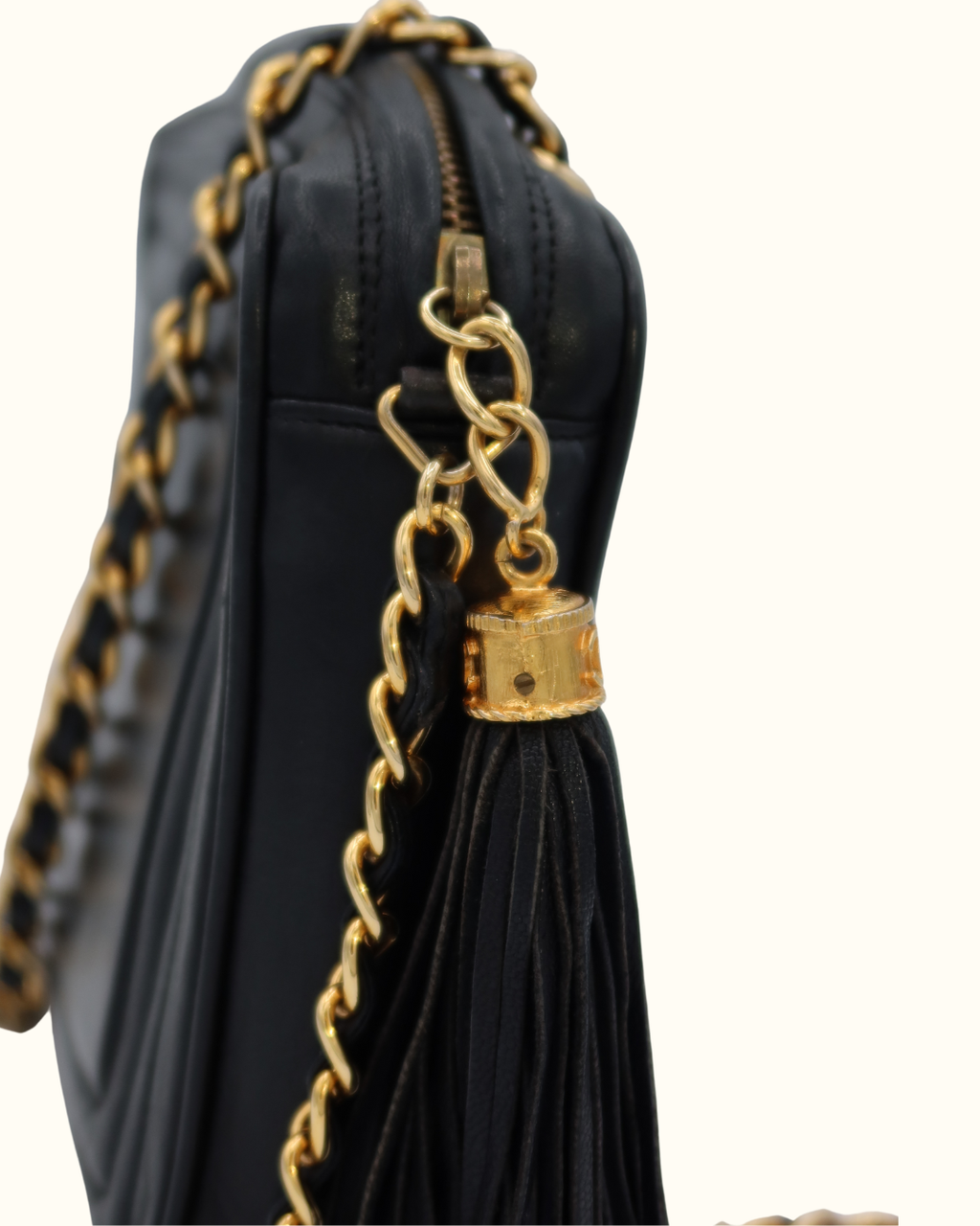 Chanel Coco Mark Lamb Fringe Chain Shoulder Bag