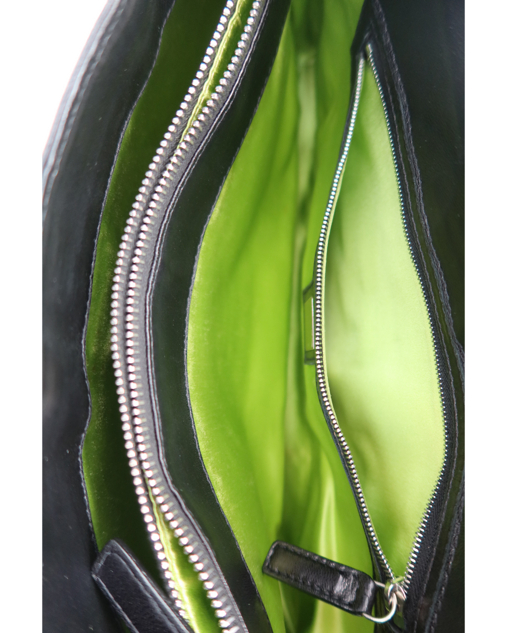 Fendi Vintage Black Leather Shoulder Bag with Green Buckle