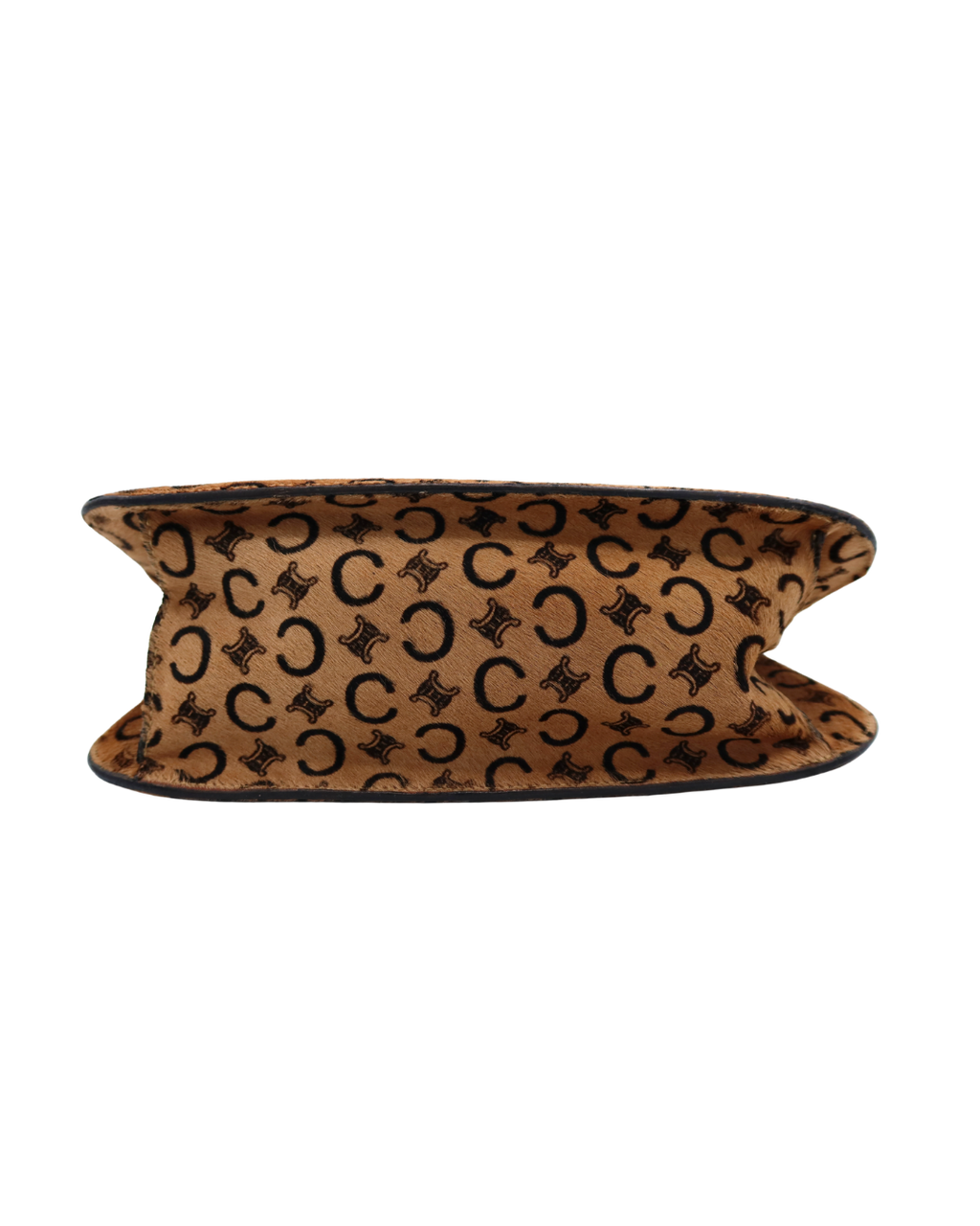 Celine Vintage and Rare Tan Triomphe Printed Calf Hair Shoulder Bag
