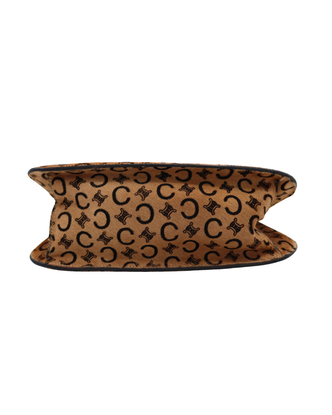 Celine Vintage and Rare Tan Triomphe Printed Calf Hair Shoulder Bag