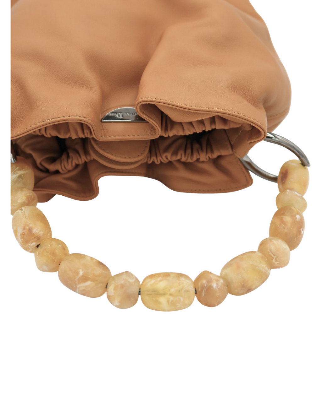 Christian Dior Maris Pearl Leather Handbag in Camel