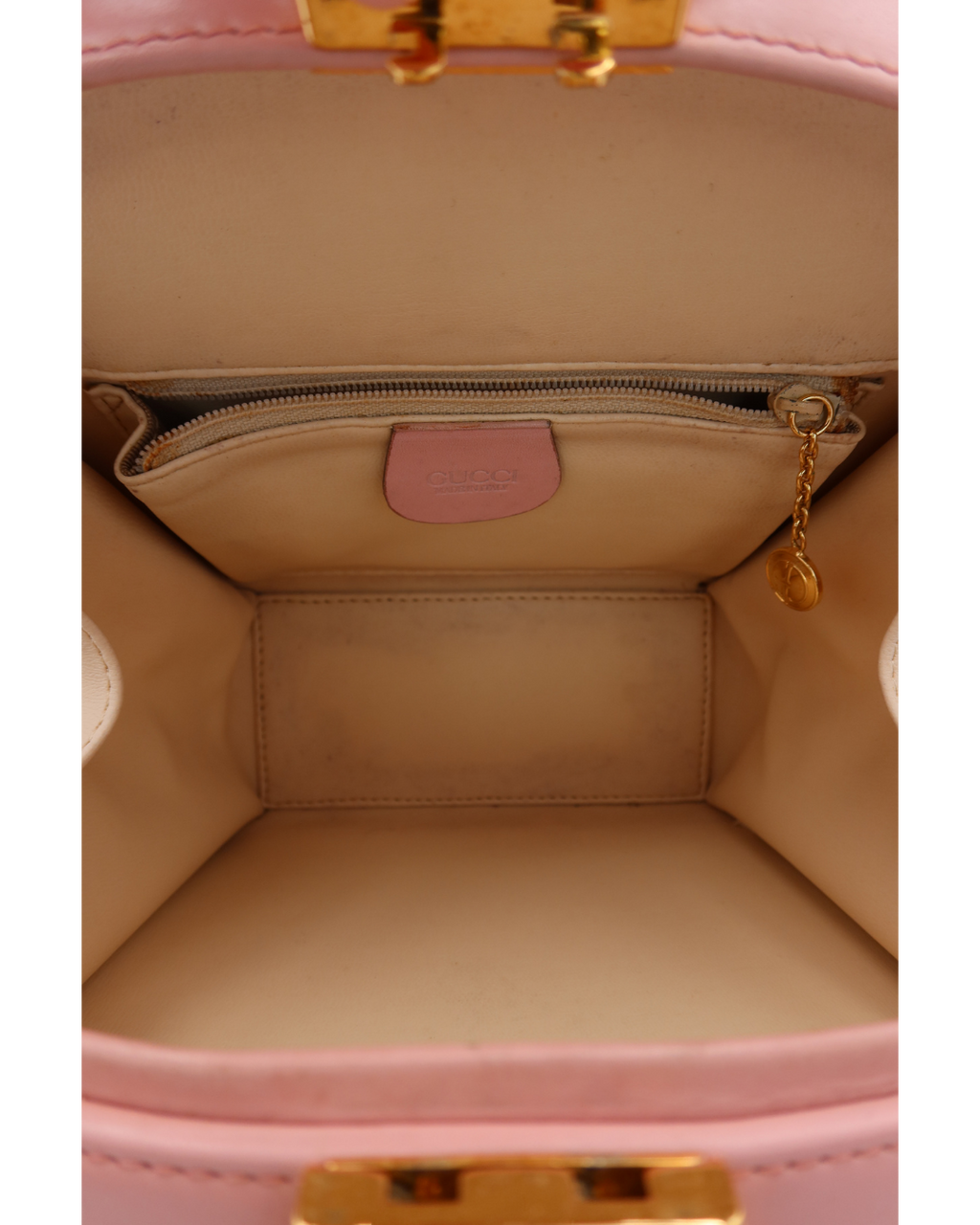Gucci Vintage Pink Round Top Handle Bag with Chain 1992