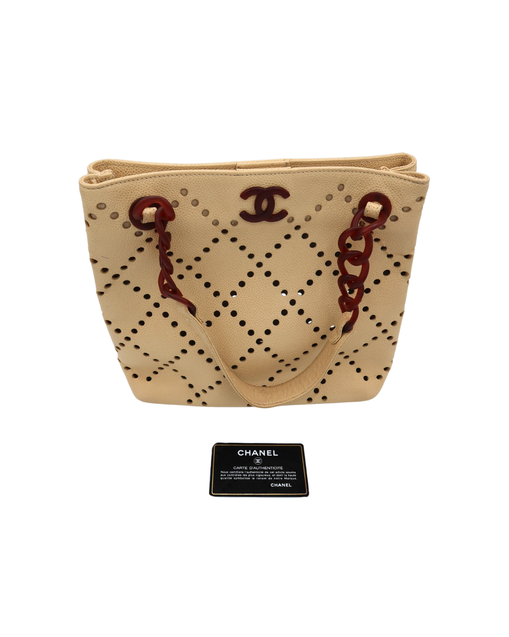 Chanel Vintage Cream Caviar Leather Perforated Bag 2003-2004