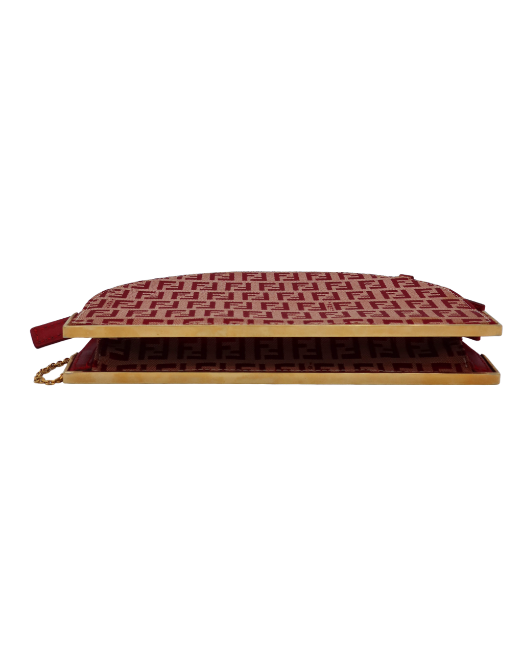 Fendi Vintage Red Zucca Chain Shoulder Bag