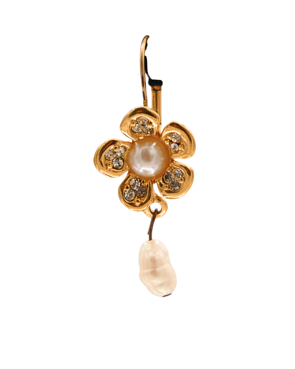 Givenchy Flower Earrings with Pave Crystal and Pearl