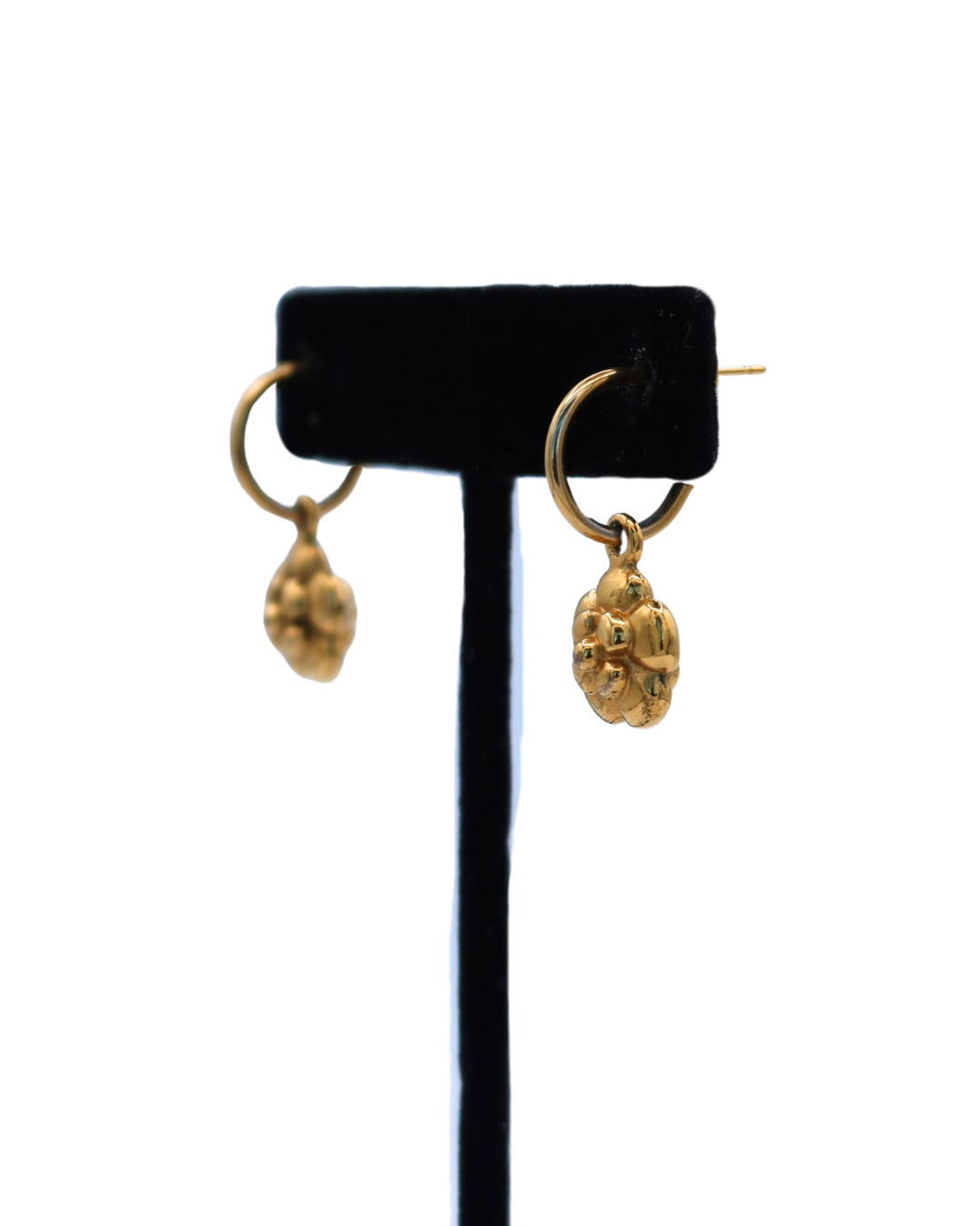 Chanel Vintage Camellia Dainty Gold Plated Flower Earrings