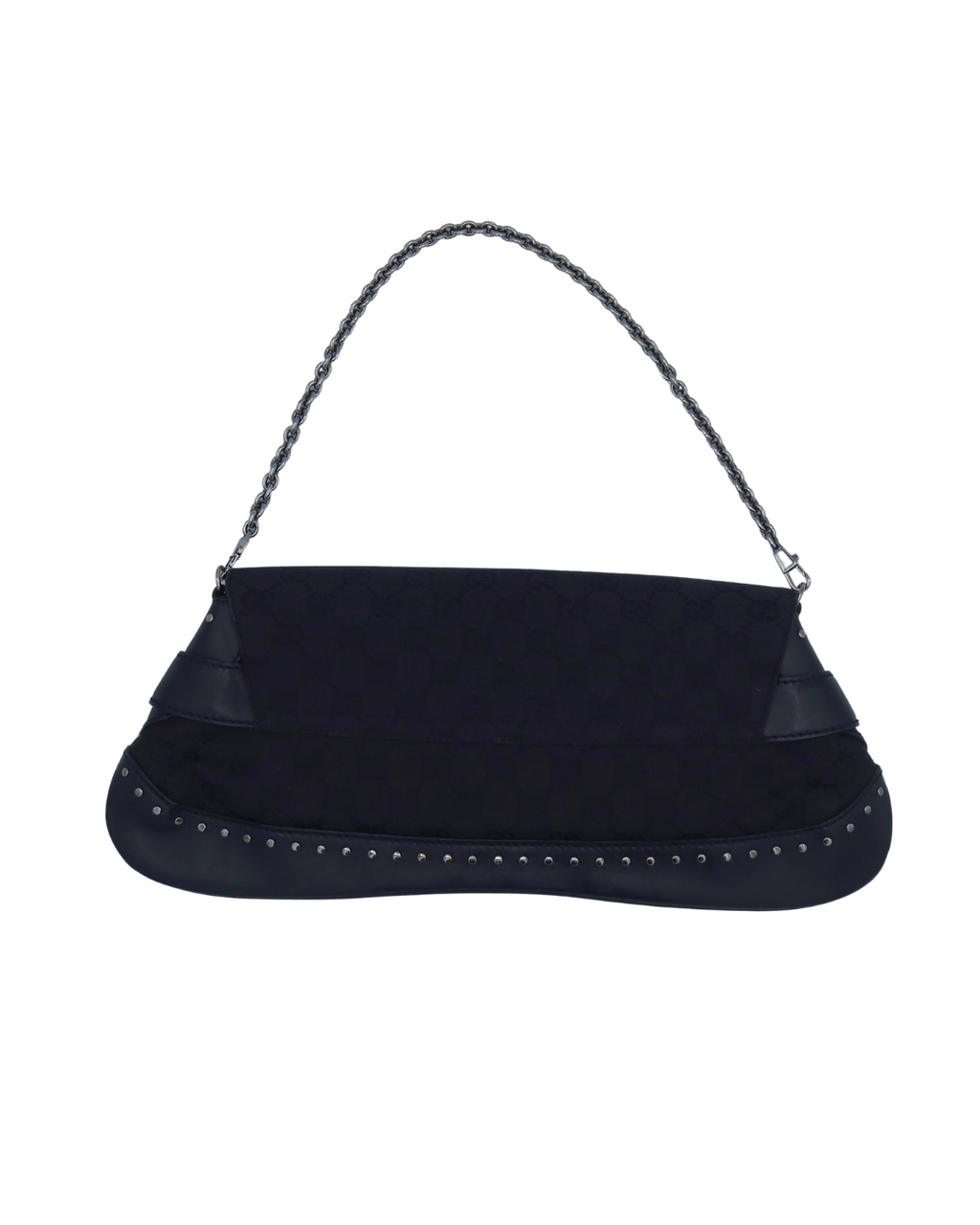 Gucci Vintage Black Monogram Canvas Studded Horsebit Bag