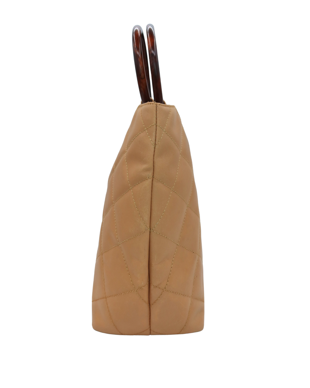 Chanel Vintage Tan Quilted Lambskin Wood Handle Bag 2000–2002