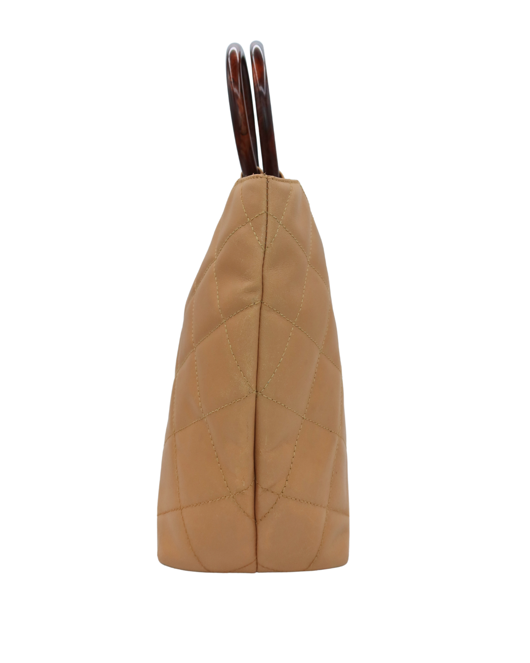 Chanel Vintage Tan Quilted Lambskin Wood Handle Bag 2000–2002