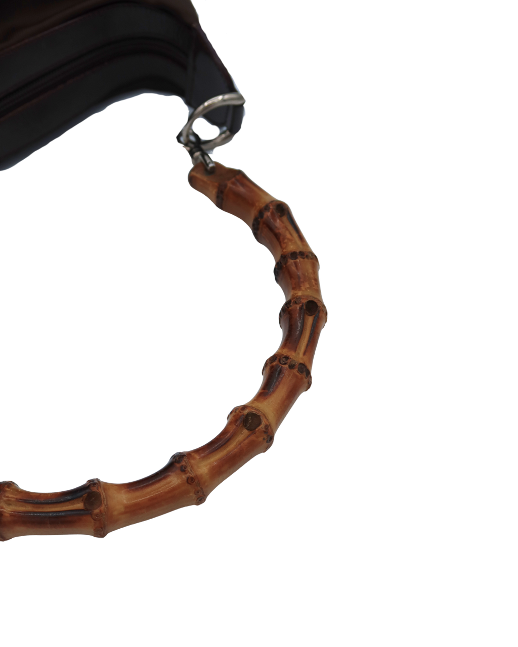 Gucci Vintage Diamante Brown Nylon Bamboo Bag