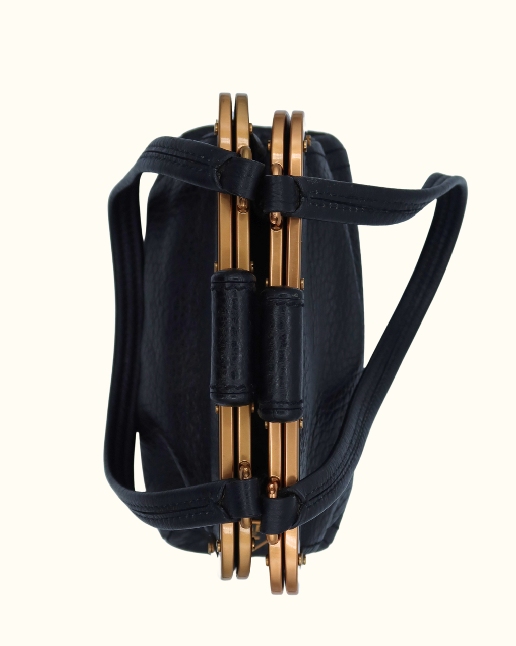 Prada Black Leather Frame Shoulder Bag