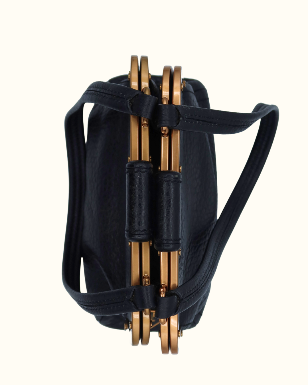 Prada Black Leather Frame Shoulder Bag