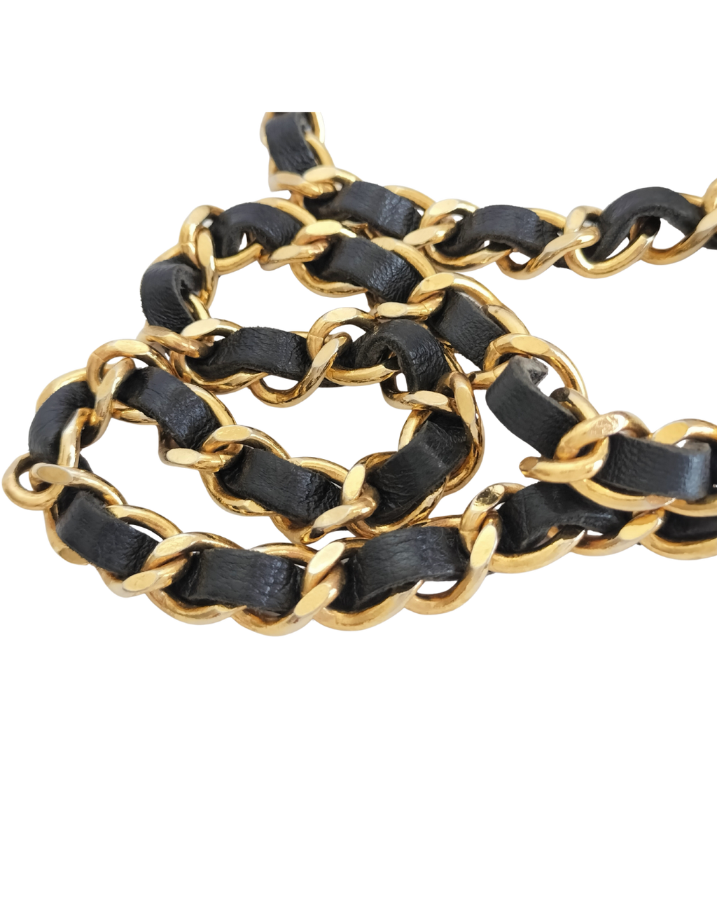 Chanel Black Chain Leather Belt 1982
