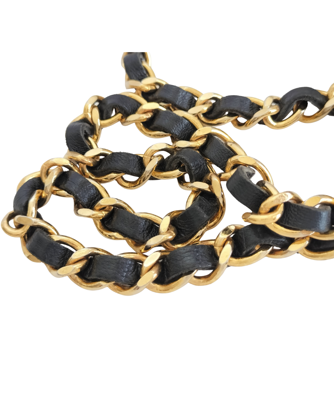 Chanel Black Chain Leather Belt 1982
