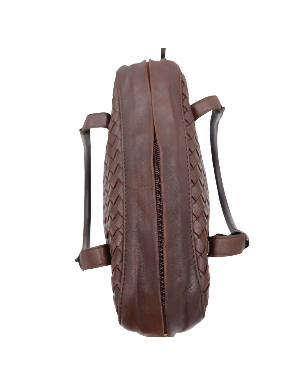 Bottega Veneta Brown Intrecciato Hand Bag with Crossbody Strap