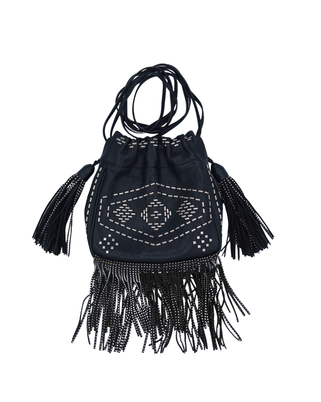 Saint Laurent YSL Small Black Studded Helena Bucket Bag