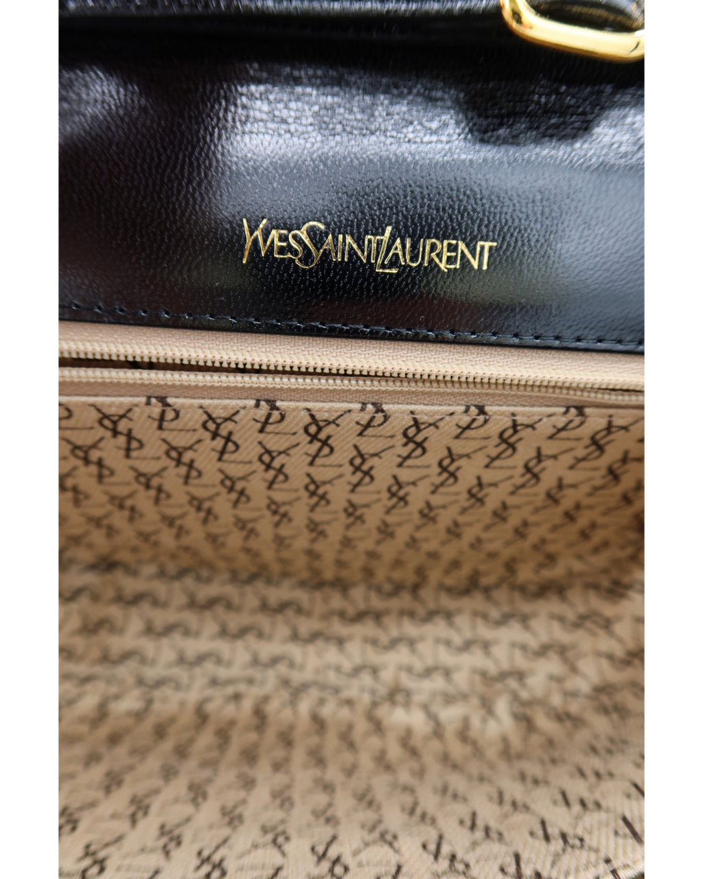 Yves Saint Laurent YSL Black Lizard-Embossed Shoulder Bag