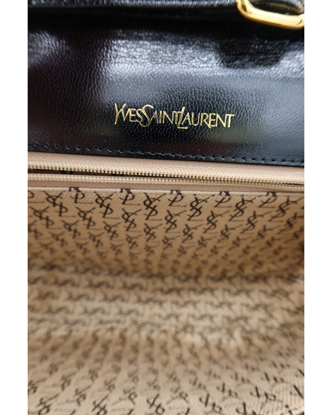 Yves Saint Laurent YSL Black Lizard-Embossed Shoulder Bag