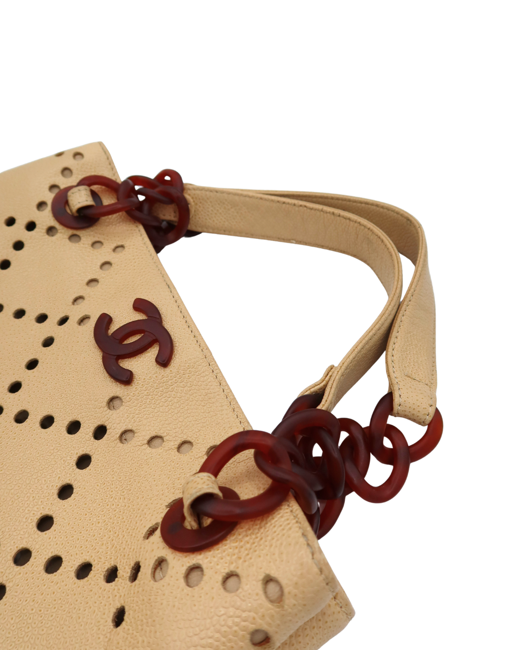 Chanel Vintage Cream Caviar Leather Perforated Bag 2003-2004