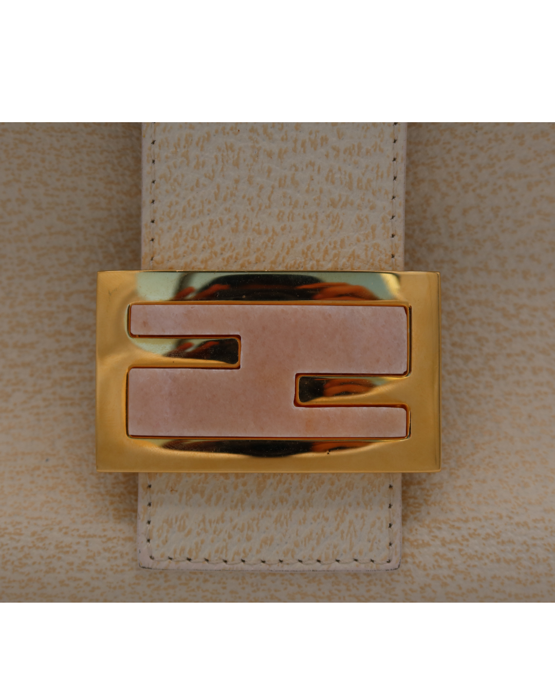 Fendi Vintage Cream Shoulder Bag with Pink Closure 2001