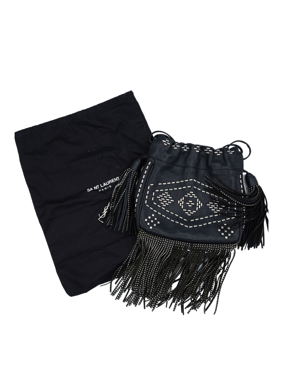 Saint Laurent YSL Small Black Studded Helena Bucket Bag