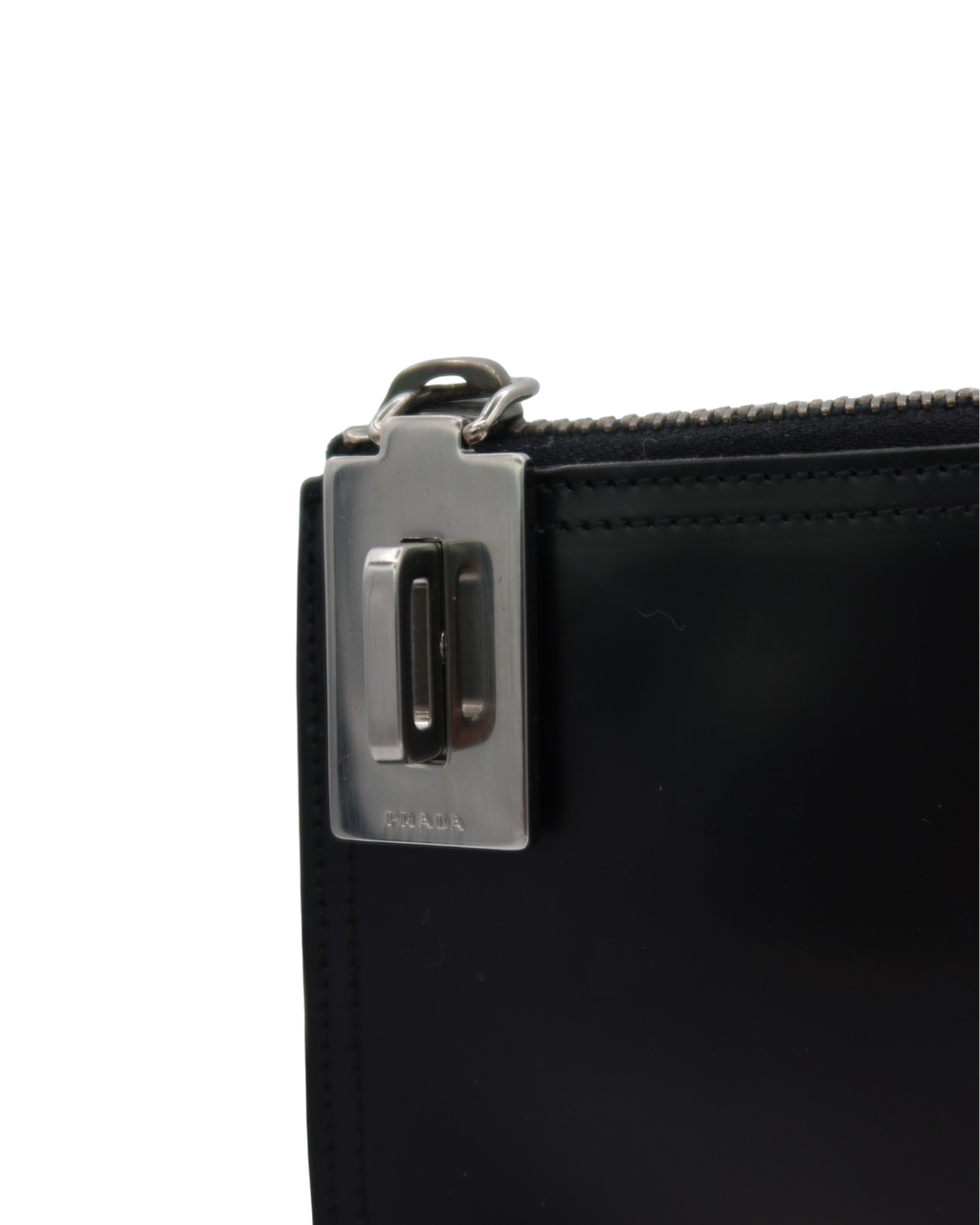 Prada Vintage Black Leather East-West Shoulder Bag