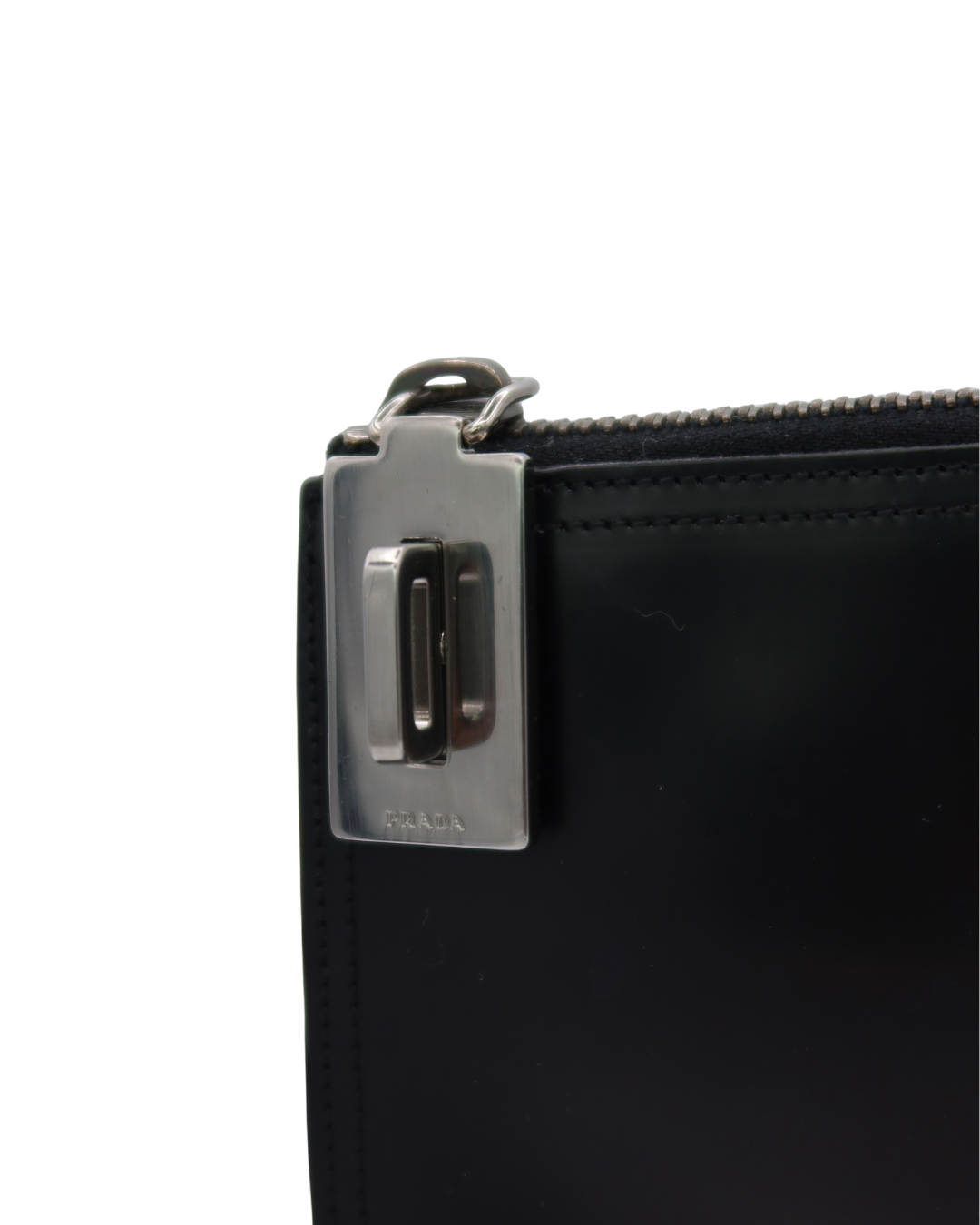 Prada Vintage Black Leather East-West Shoulder Bag