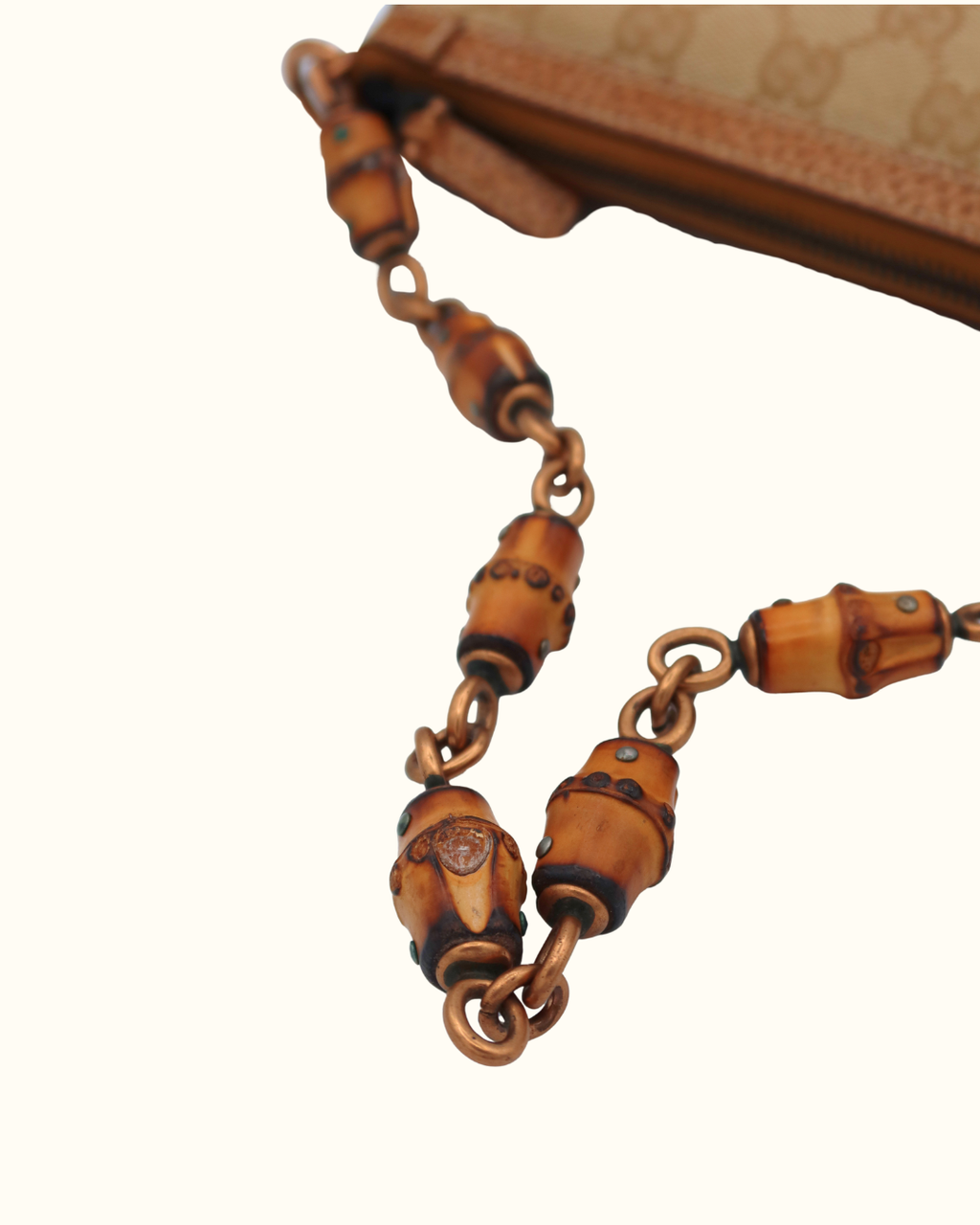 Gucci Bamboo GG Beige Canvas Pouch