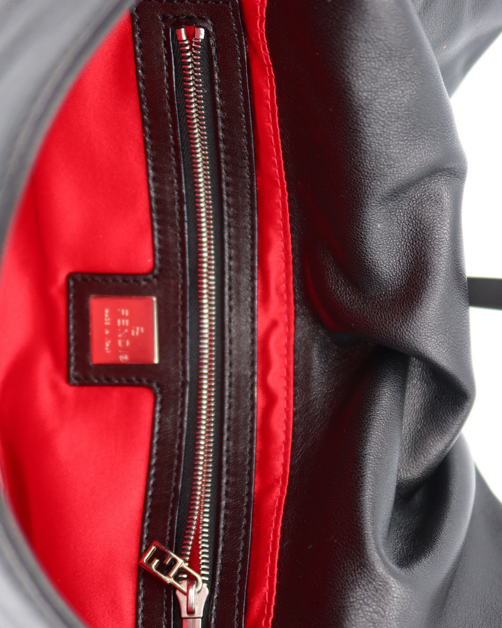 Fendi Baguette in Black Leather with Marble Buckle and Silver Hardware