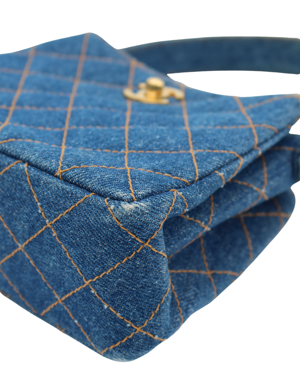 Chanel Vintage Blue Denim Matelassé Double Sided Mini Hand Bag