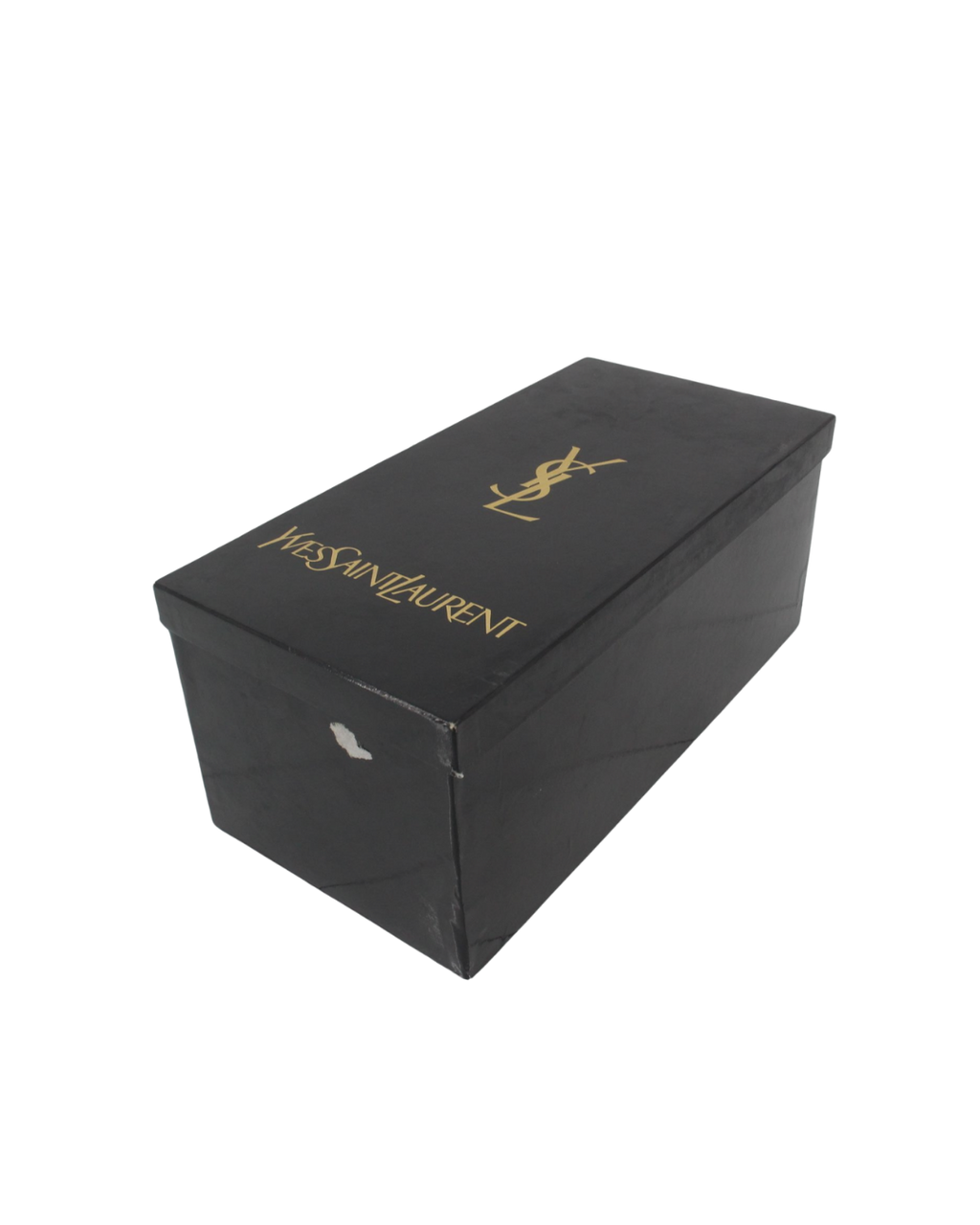 YSL Vintage Black Satin Box Bag with Rhinestone Heart