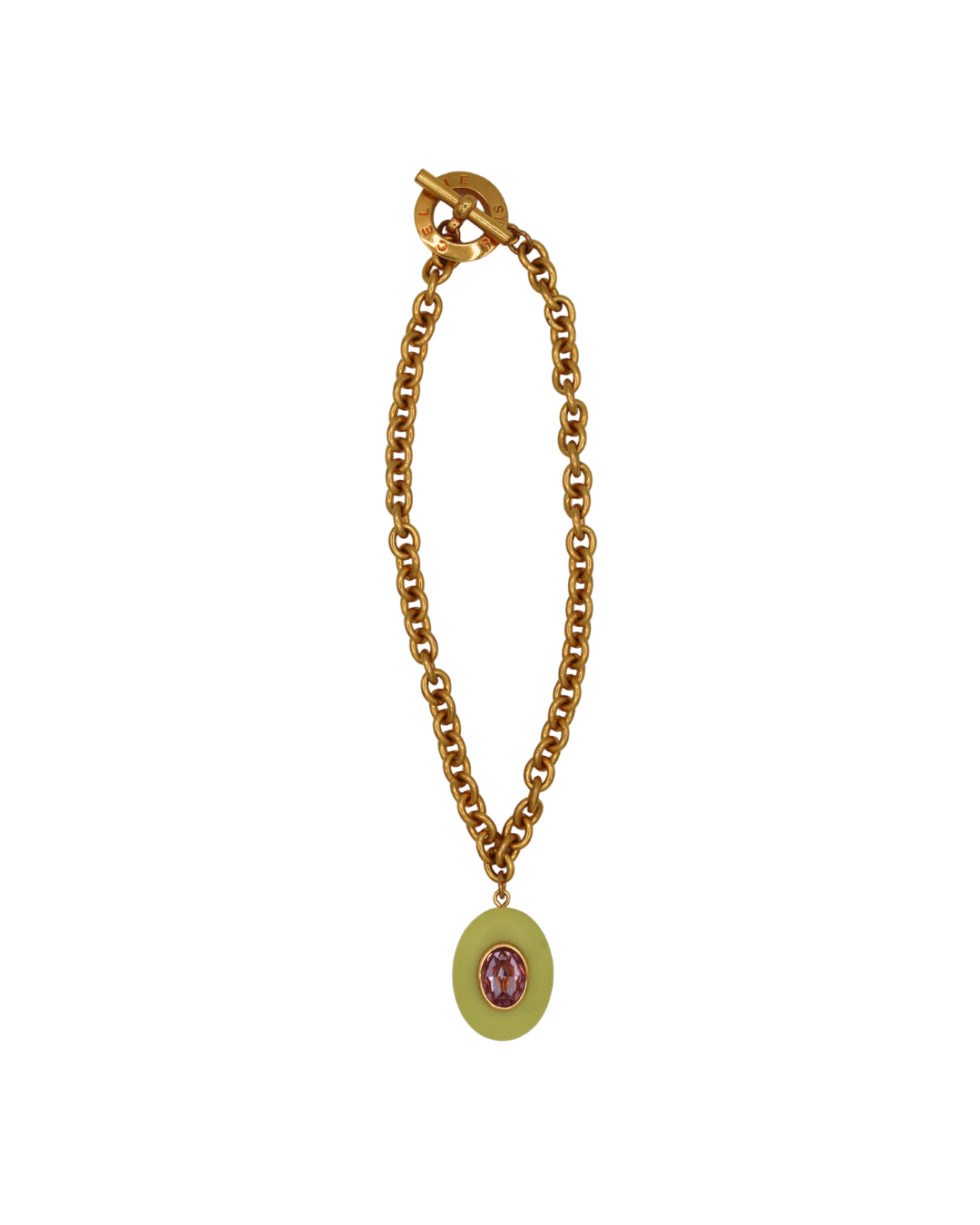 Celine Resin and Stone Glass Pendant Necklace