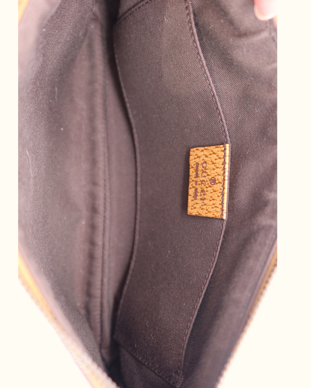 Gucci Bamboo GG Beige Canvas Pouch