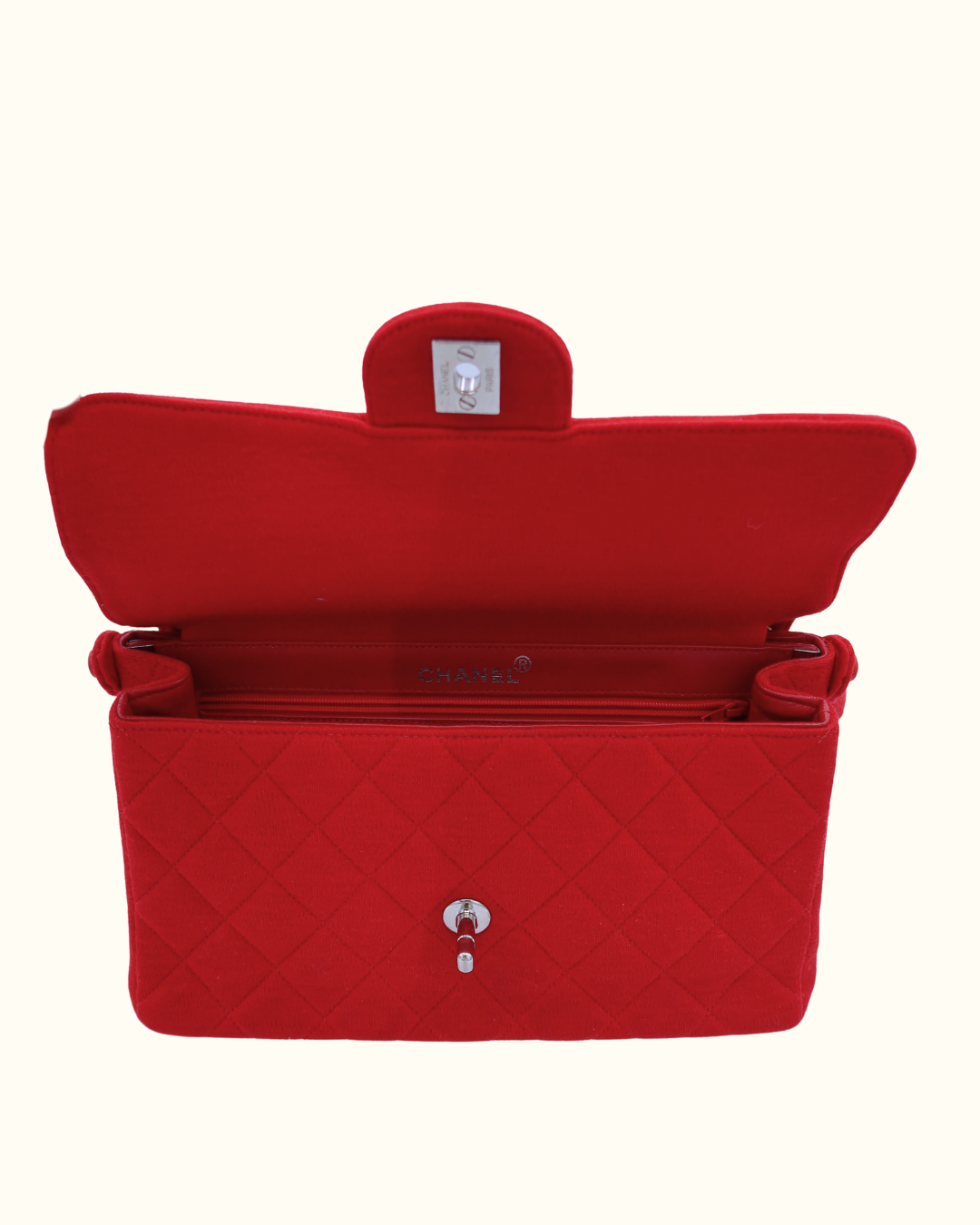Chanel Classic Red Cotton Double Flap Bag