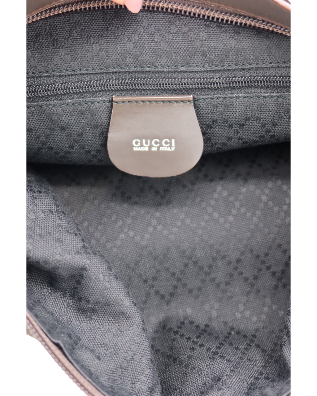 Gucci Vintage Diamante Brown Nylon Bamboo Bag