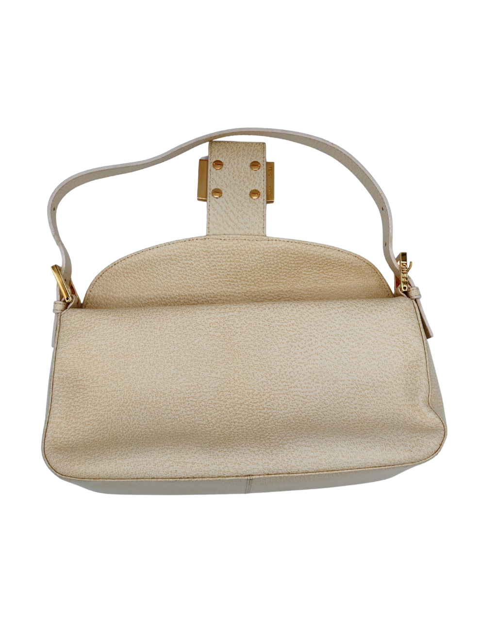 Fendi Vintage Cream Shoulder Bag with Pink Closure 2001