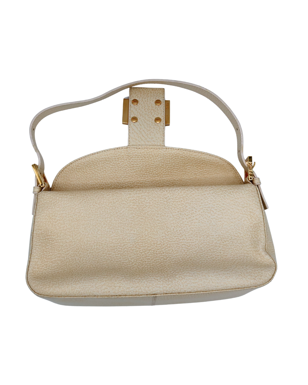 Fendi Vintage Cream Shoulder Bag with Pink Closure 2001