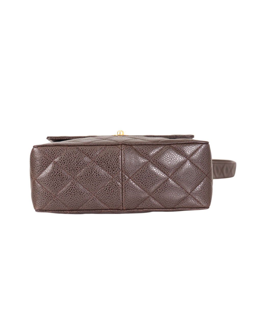 Chanel Vintage Brown Quilted Caviar Square Flap Crossbody Bag 1996-1997