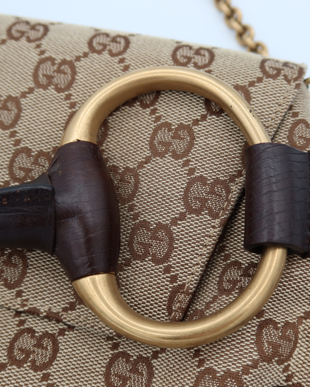 Gucci by Tom Ford Brown CC Canvas Horsebit Bag