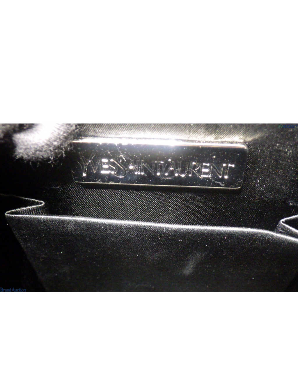 YSL Vintage Black Satin Box Bag with Rhinestone Heart