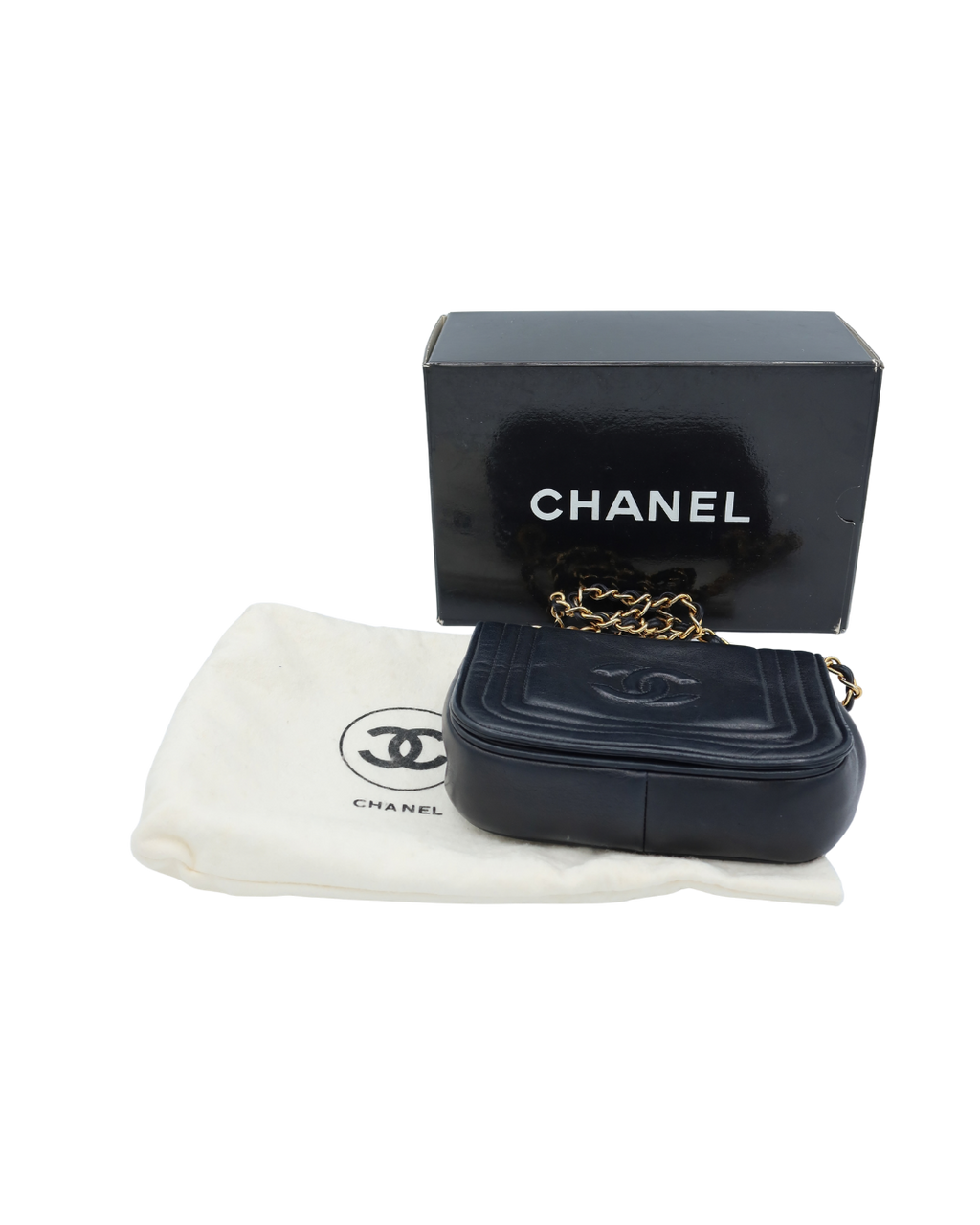 Chanel CC Logo Black Lambskin Leather Mini Shoulder Bag 1986-1988
