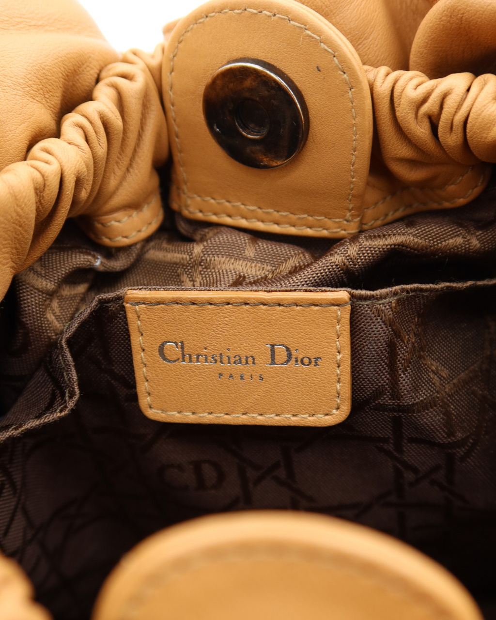 Christian Dior Maris Pearl Leather Handbag in Camel