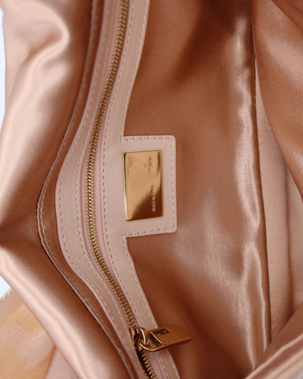 Fendi Baguette Shoulder Bag Pink Satin w/ Leather Straps & Rhinestone Hardware